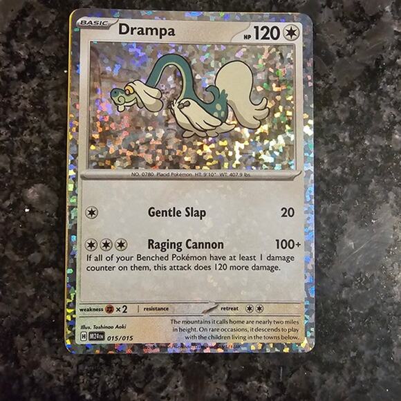 Drampa Holo Rare Pokémon Card 015/015 M24EN Gentle Slap & Raging Cannon - Picture 2 of 2